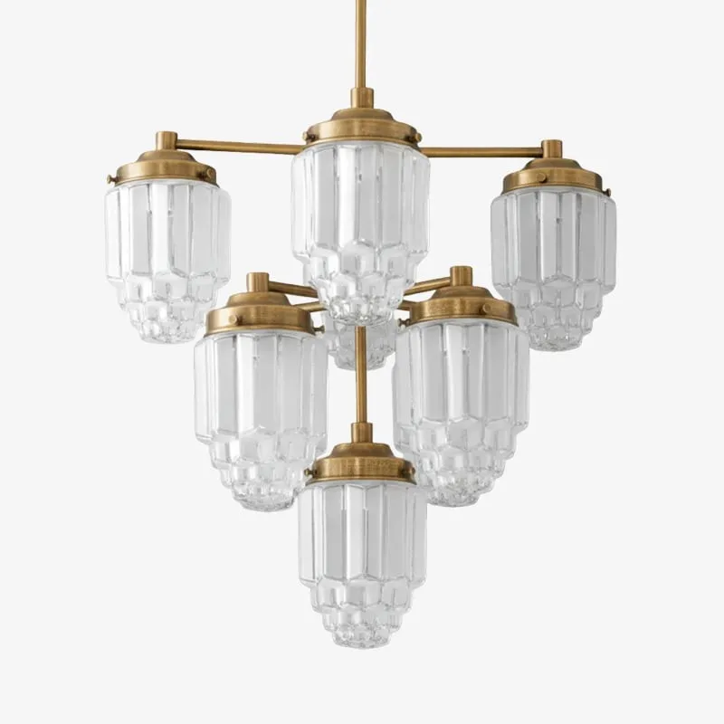 Tierlux Glass Textured Brass Chandelier – Timeless Lighting with Style KL1479