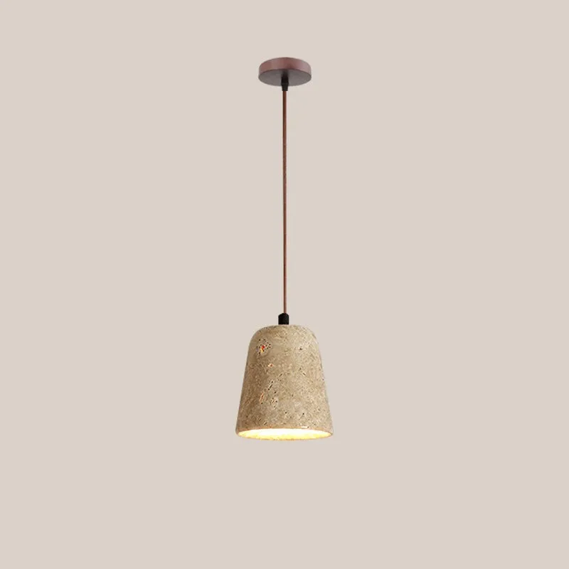 Traditional Japanese Travertine Wood Pendant Lamp KL710