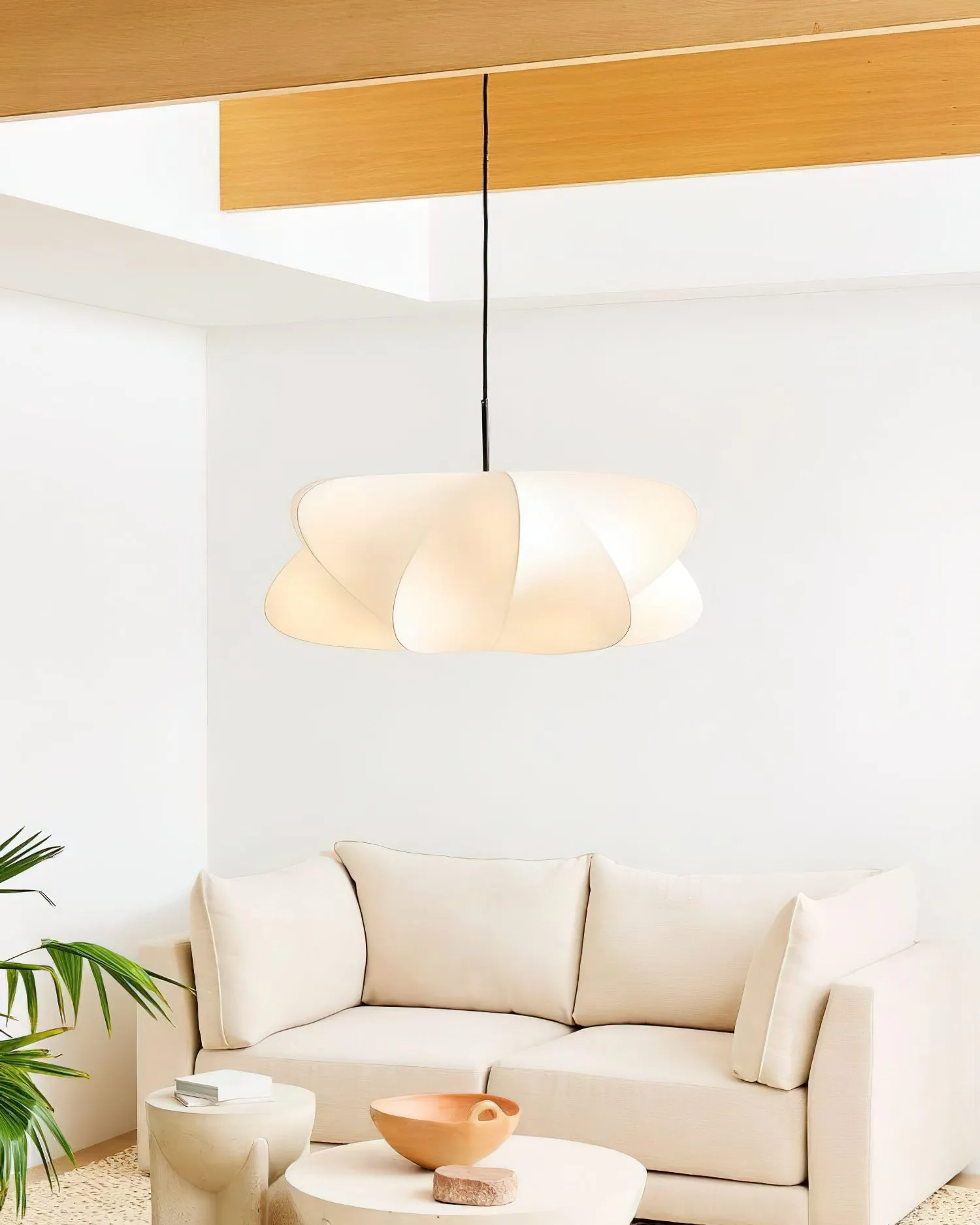 Lunaveo Elegant Silk Pendant Light - Modern Cloud Pendant Light for Living Room KL356