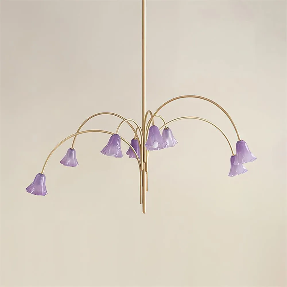 Bellina Modern Romantic Chandelier - Botanical Lily Design with Glass Flowers KL1449
