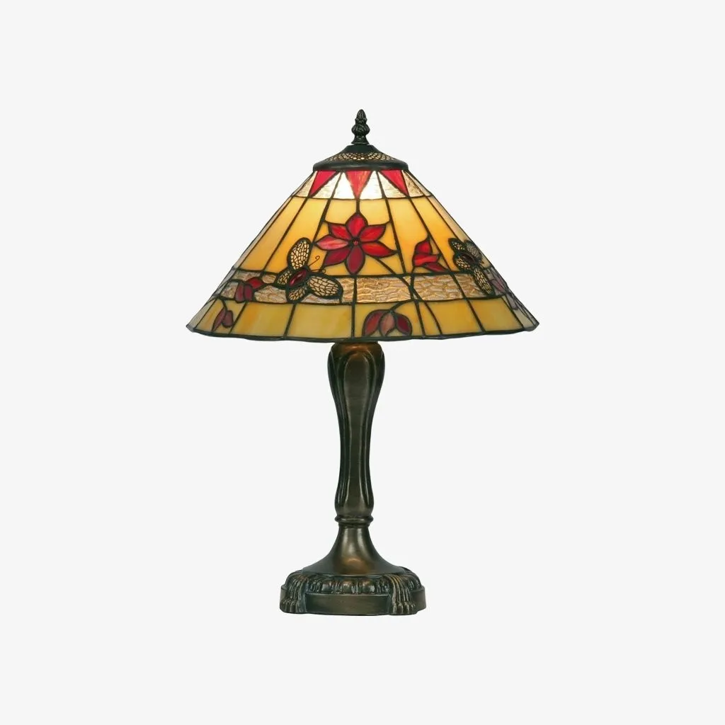 TF Butterfly Table Lamp - Hand-Cut Stained Glass Shade Table Light for Living Room and Bedroom KL1807