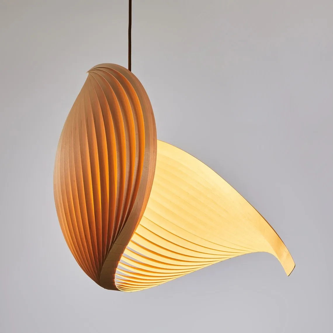 Nautilus Wing Wood Veneer Pendant Light