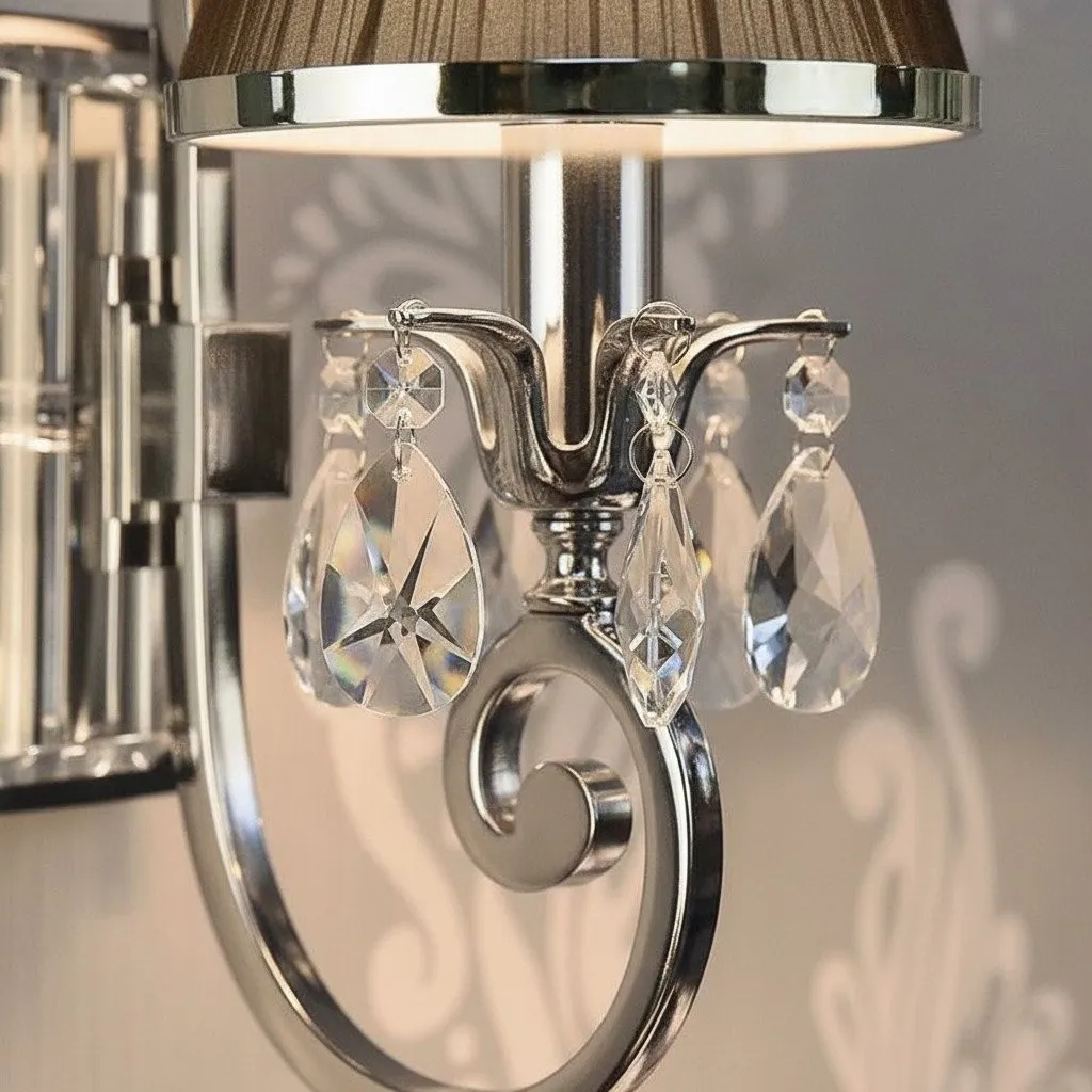 Talonis Luxury Crystal Wall Sconce - Chrome Finish Frame for Bedrooms and Home Décor KL1917
