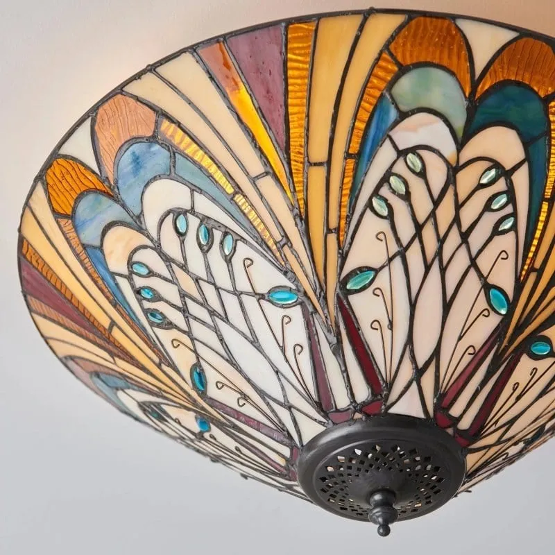 TF Hector Ceiling Light - Handcrafted Stained Glass Design Semi‑Flush or Pendant Fixture for Home KL1974