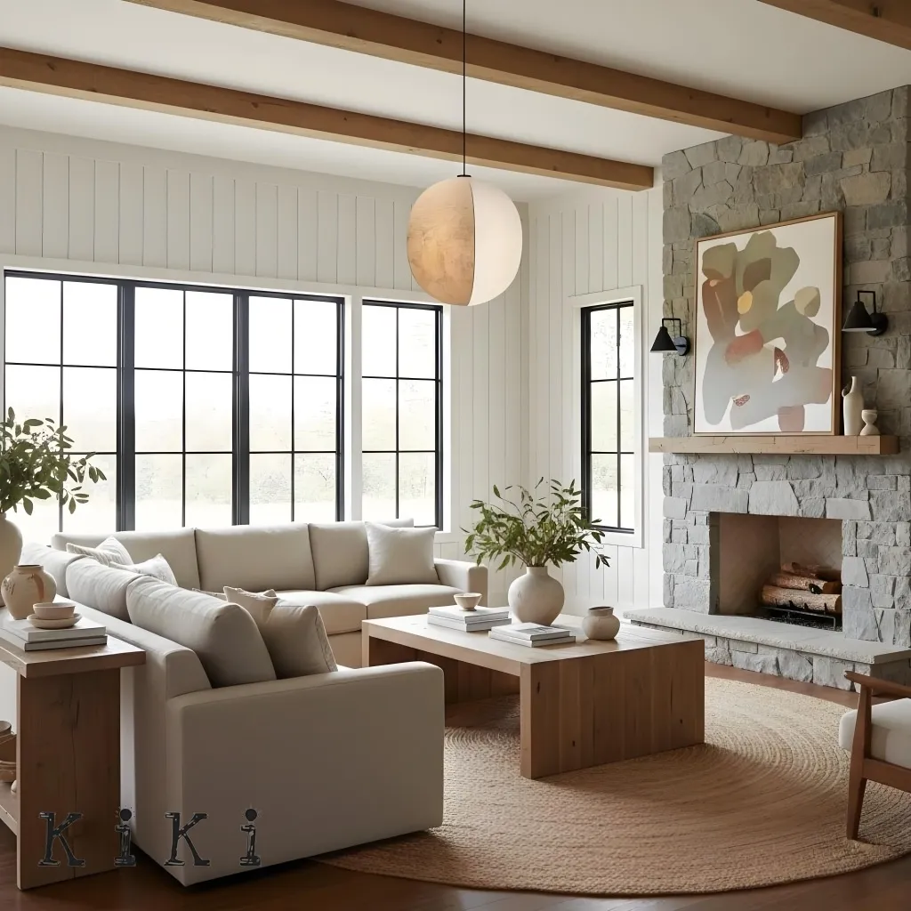 Diora Soft Fabric Shade Pendant Light - Modern Japandi for Living Room KL1744