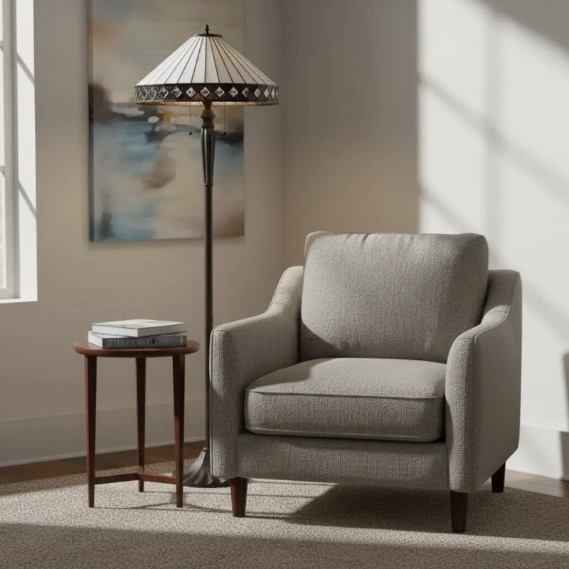 TiffStar Art Glass Floor Lamp with Ornamental Pattern Shade - Standing Light for Living Rooms KL1895