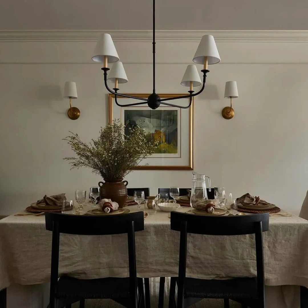 Modern Industrial Metal Chandelier – Luxury Linen Shade Design for Dining or Living Room KL1218