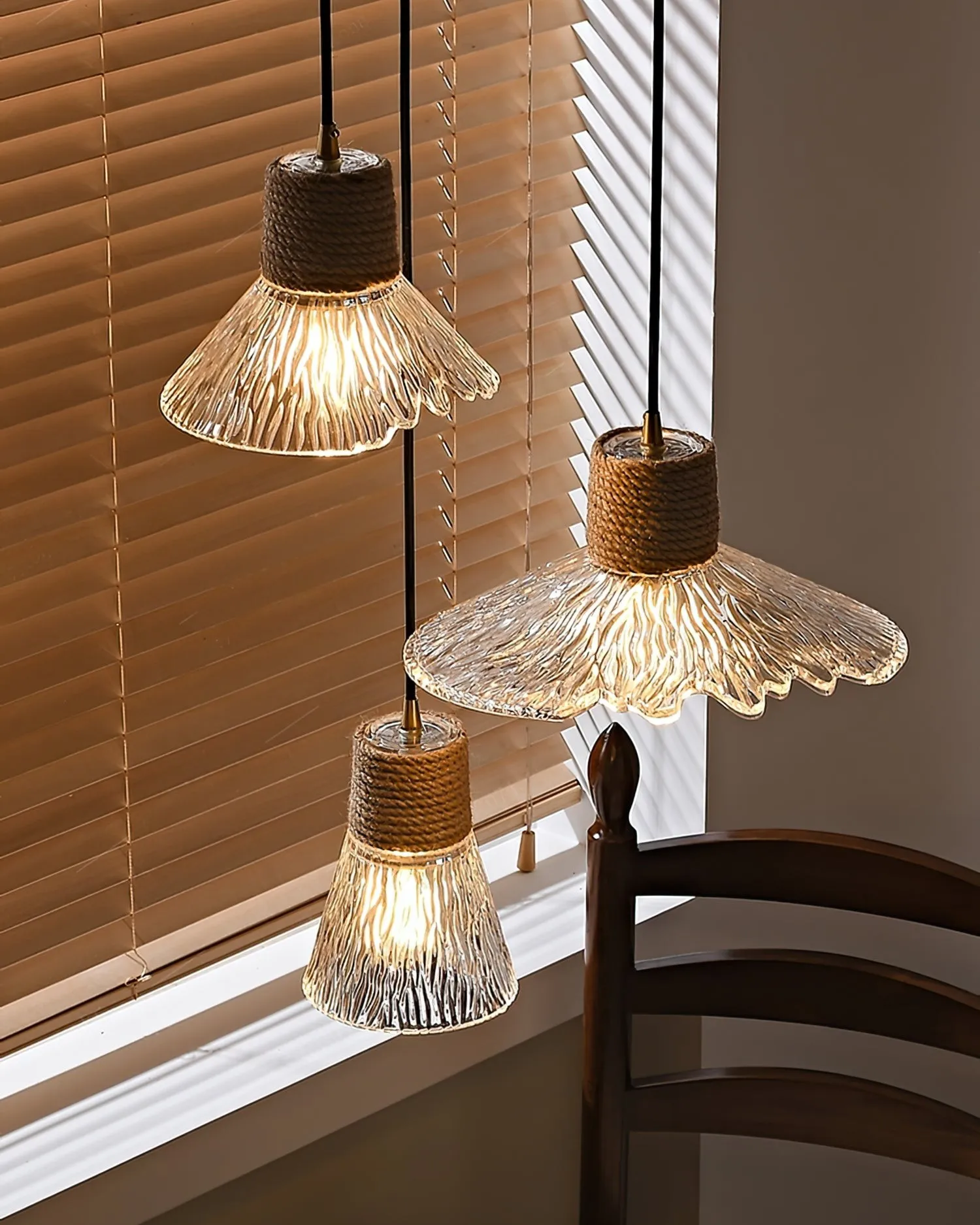 Hemp Rope Glass Pendant Lamp KL1030
