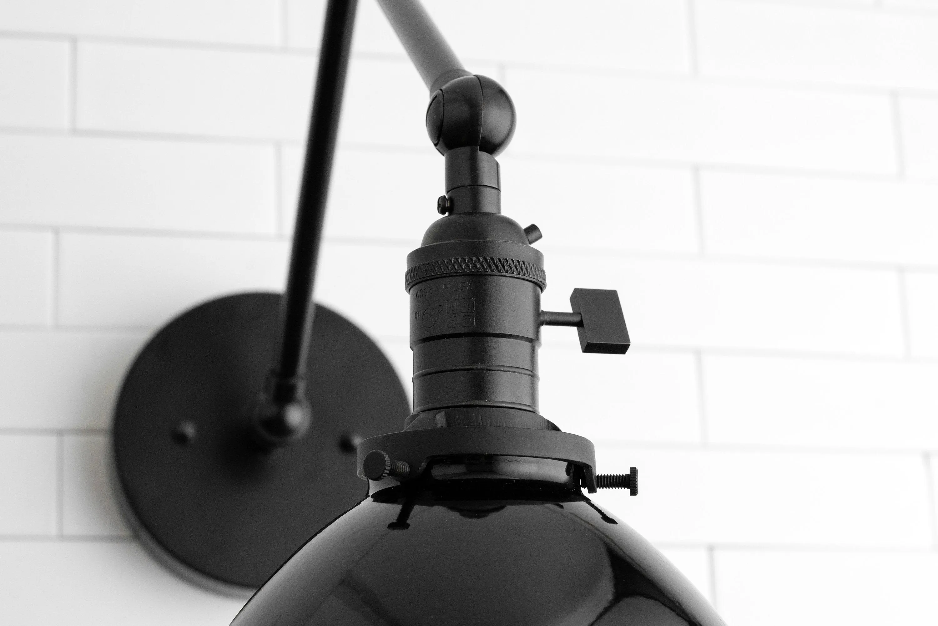 Conique Metal Vintage Industrial Swing Arm Wall Lamp - Adjustable Dome Shade for Study KL1440