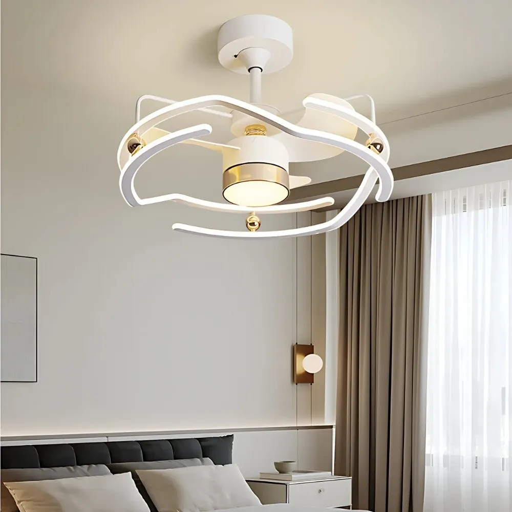 Modern White Kitchen Led Ceiling Fan Light KL936