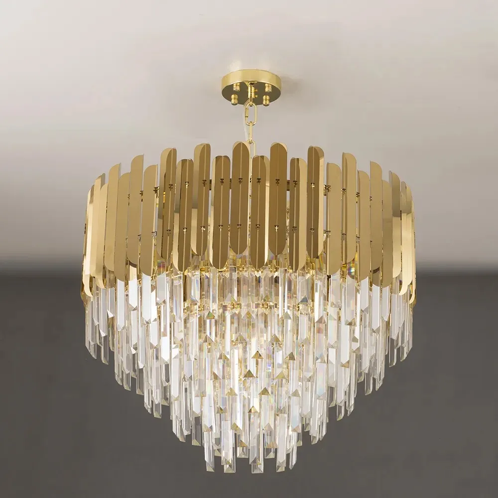 Modern Brass Crystal Chandelier