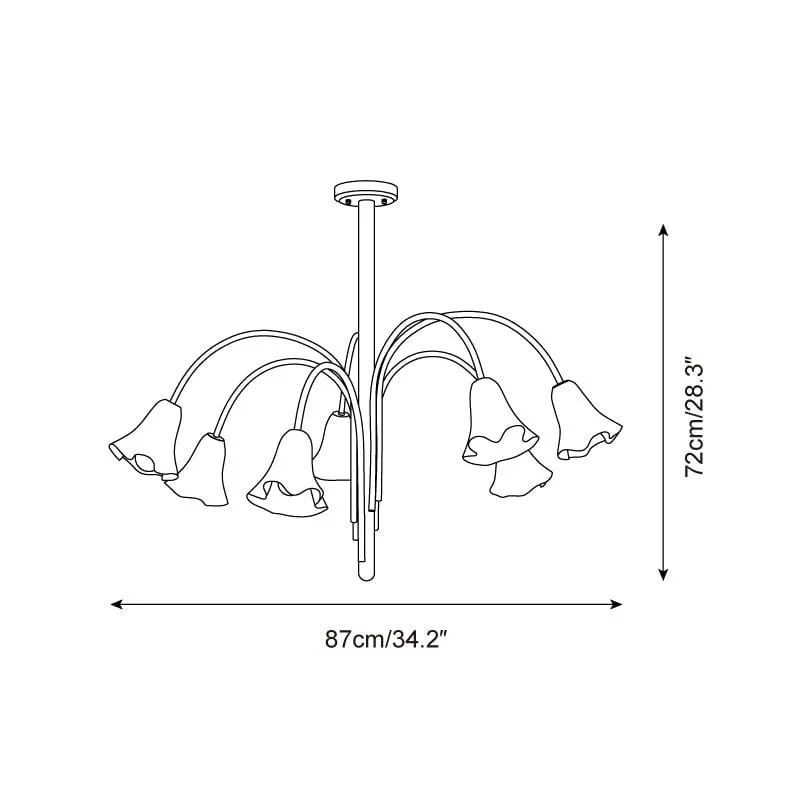Bellina Modern Romantic Chandelier - Botanical Lily Design with Glass Flowers KL1449