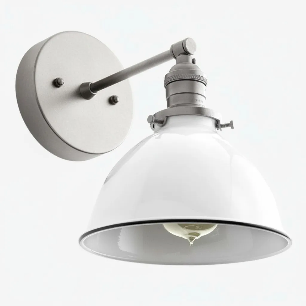 Conique Metal Wall Sconce - White Metal Shade - Industrial Modern Lighting KL1419