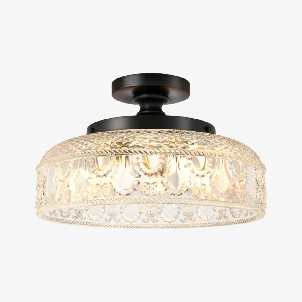 Zenarivo Vintage Floral Glass Ceiling Light -  Rustic Glass Lighting for Living Room KL2234
