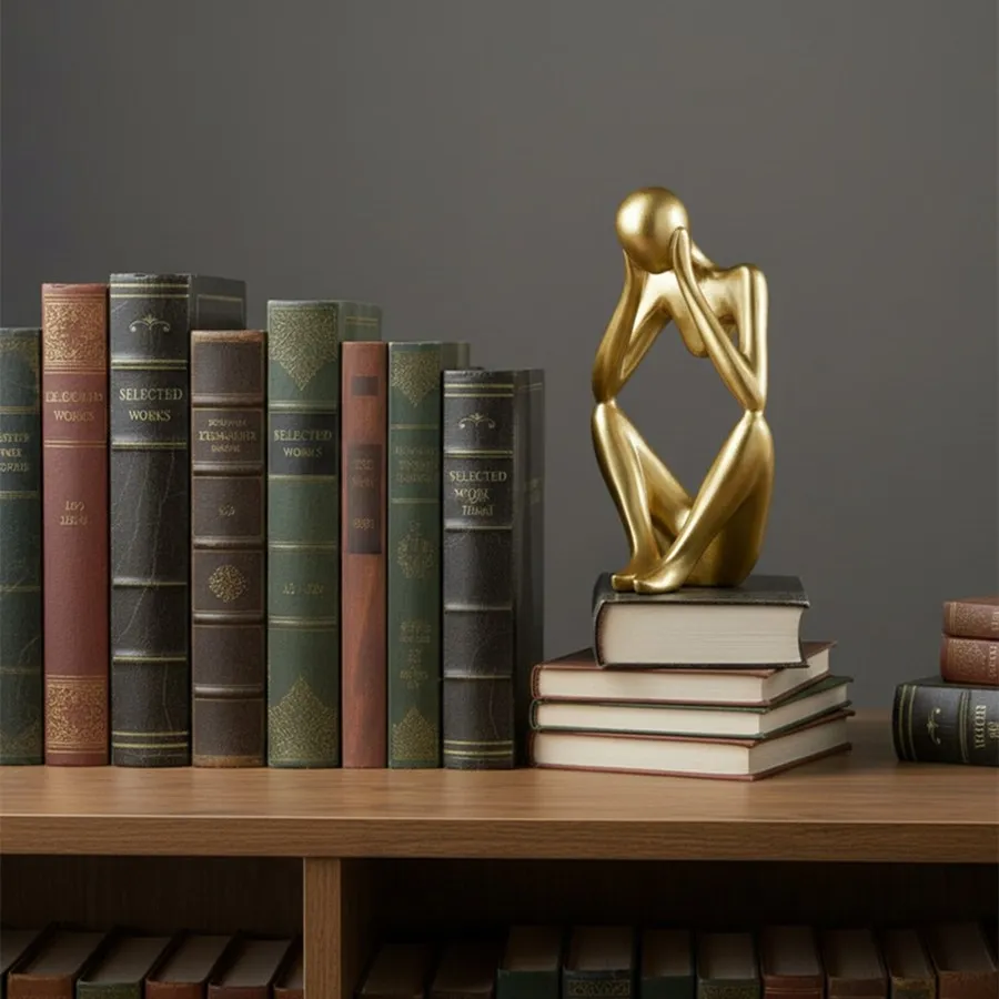 Floxo Abstract Human Figurine And Lazy Dog Sculpture - Nordic Minimalist Metal Decor Shelf And Desk Styling KL2346