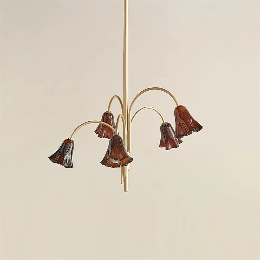 Bellina Modern Romantic Chandelier - Botanical Lily Design with Glass Flowers KL1449