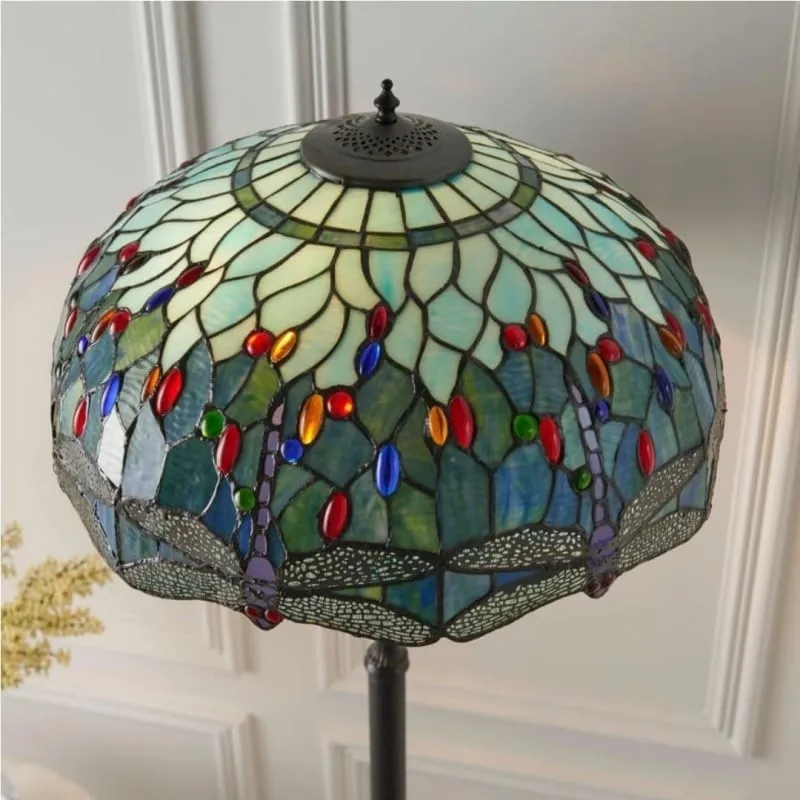 TiffStar Art Glass Floor Lamp with Ornamental Pattern Shade - Standing Light for Living Rooms KL1895