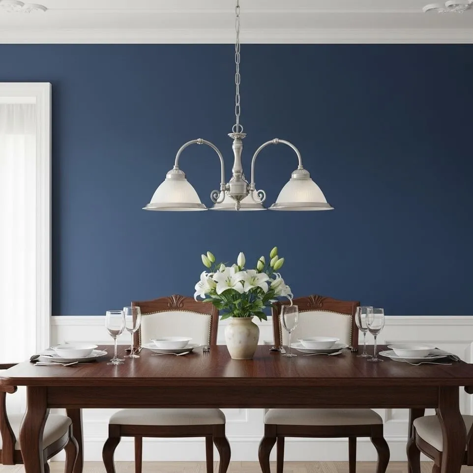 TF Vintora Ribbed Glass Pendant Light - Elegant Metal Trim for Kitchens, Dining Areas and Hallways KL1978