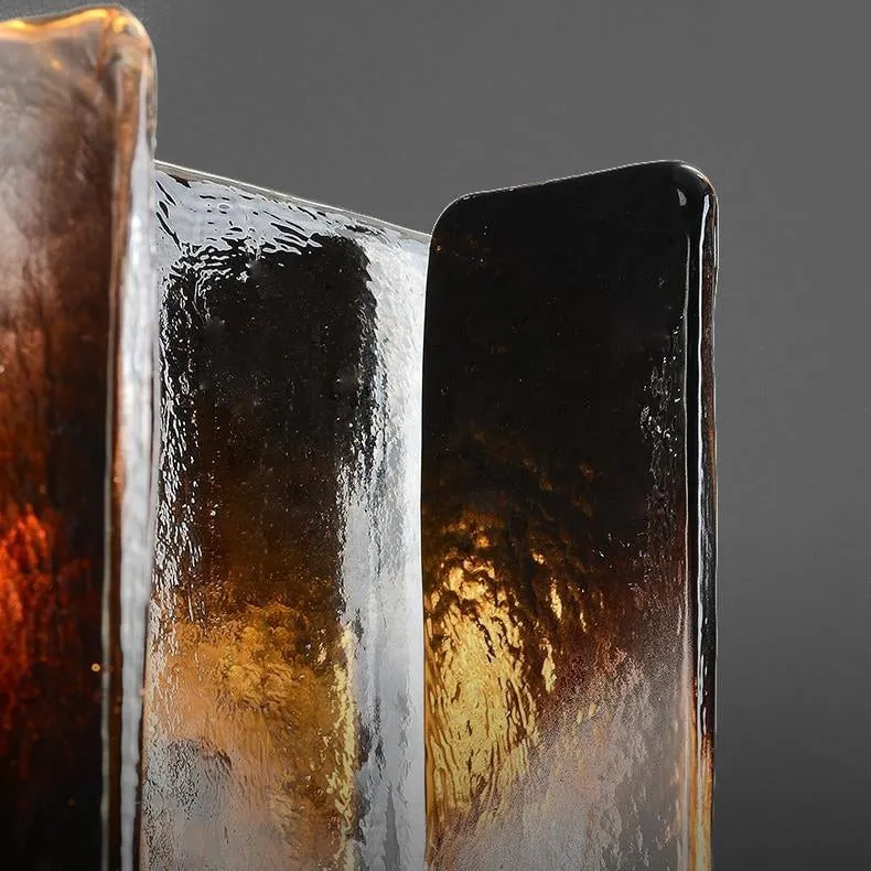 Modern Luxury Rectangle Copper Glass 1-Light Wall Sconce Lamp For Living Room KL1199