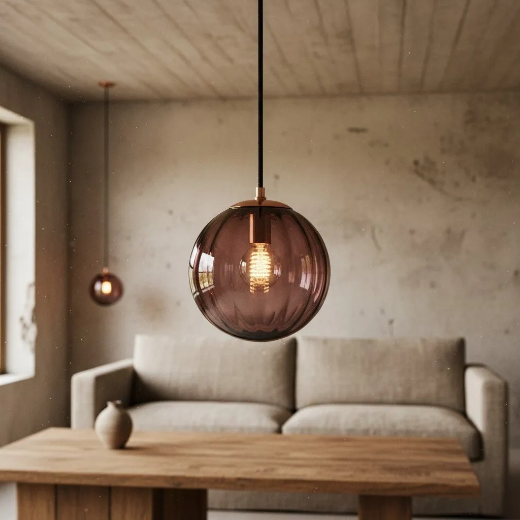 Lunorie Modern Sculptural Glass Globe Pendant Light for Dining Room and Kitchen Lighting KL2131