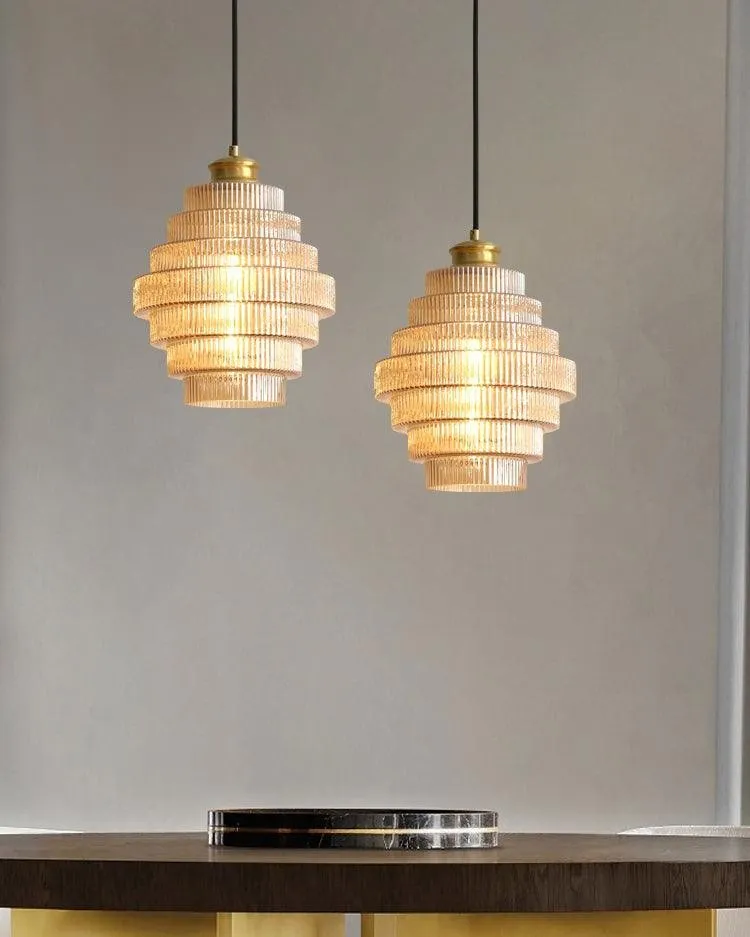 Bottis Layered Glass Pendant Light - Honey Pot Shade Pendant Lamp for Living Room KL467