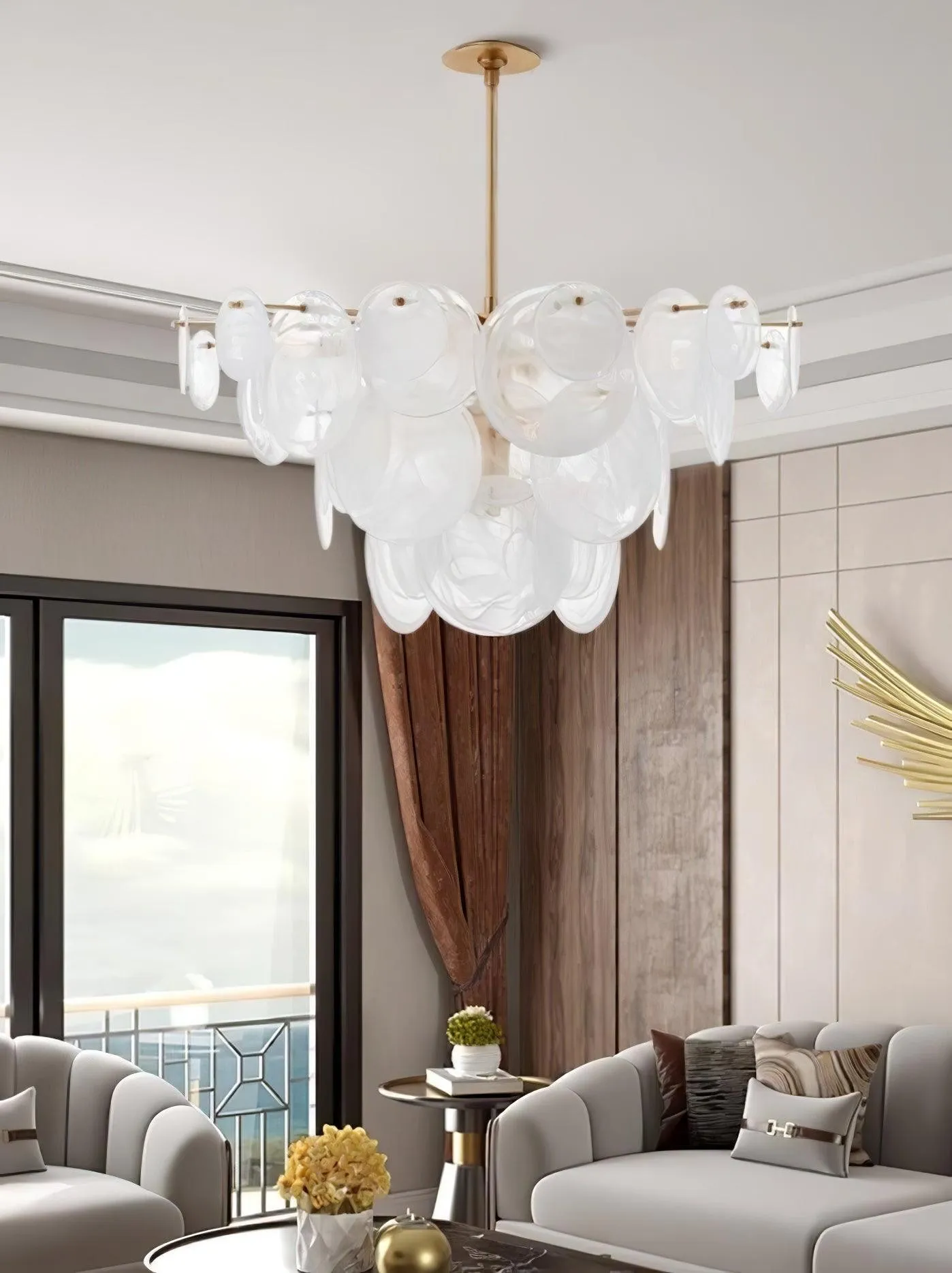 Brass Discs Cascading Chandelier KL260