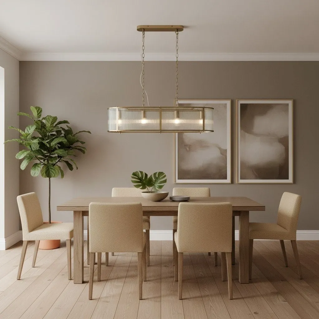 RibGlow Ribbed Glass Pendant Light - Antique Style Pendant Light for Dining Room KL1799
