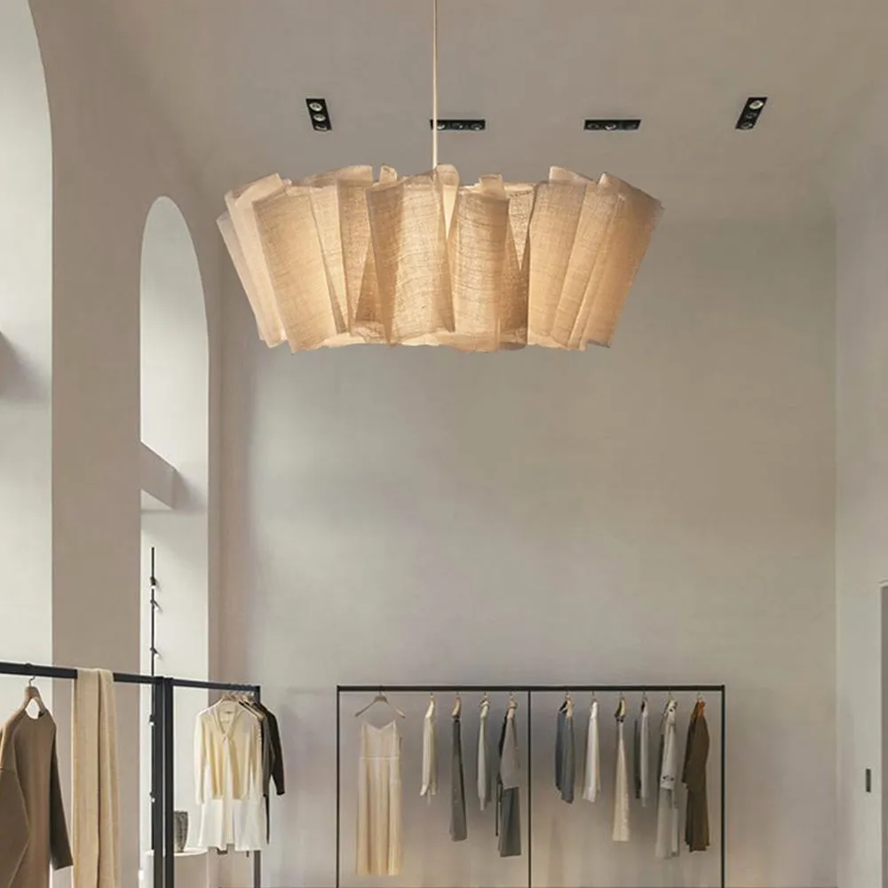 Pleated Linen Fabric Pendant Light – Nordic Layered Fabric Shade Lighting KL1212