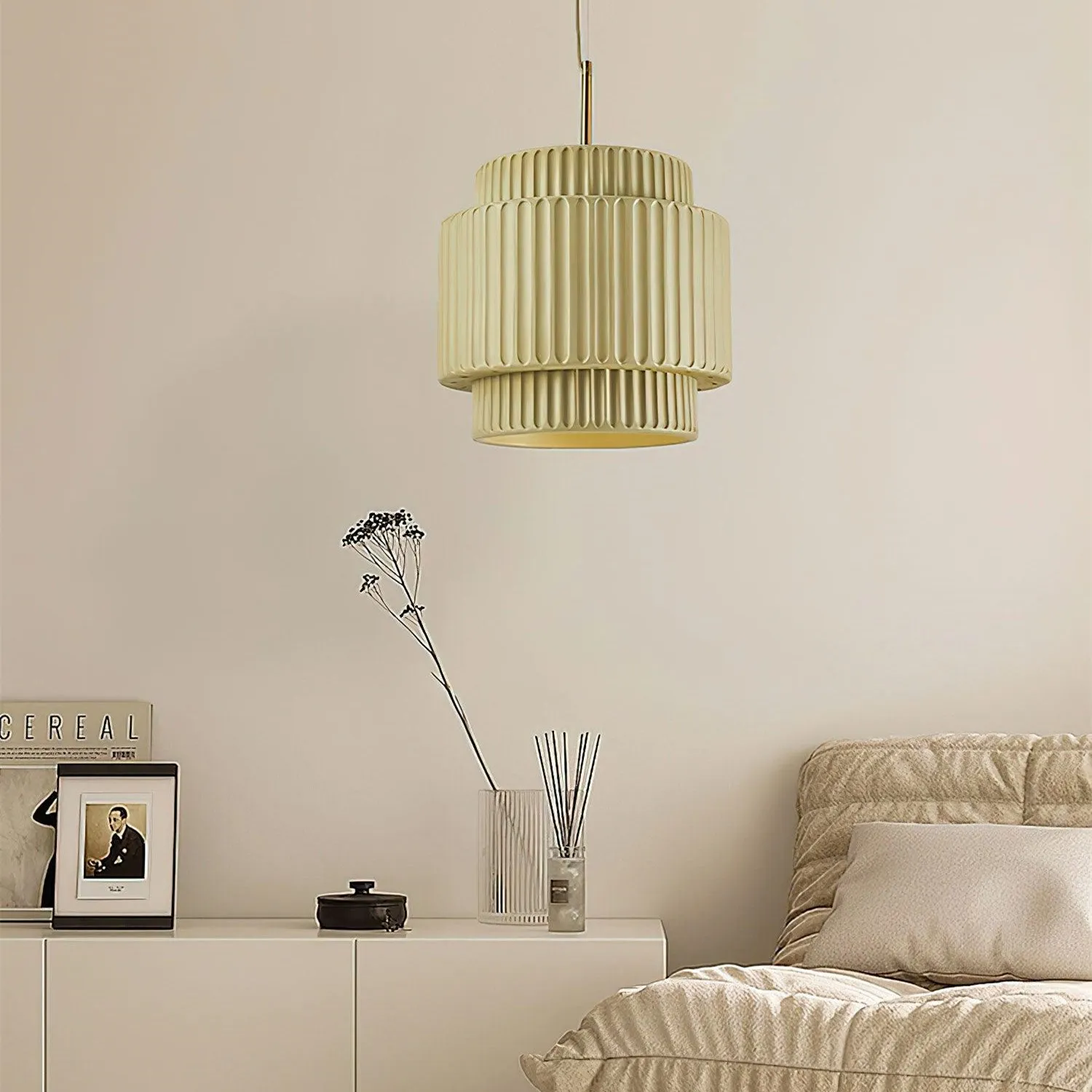 Cream Style Resin Drum Pendant Light KL170