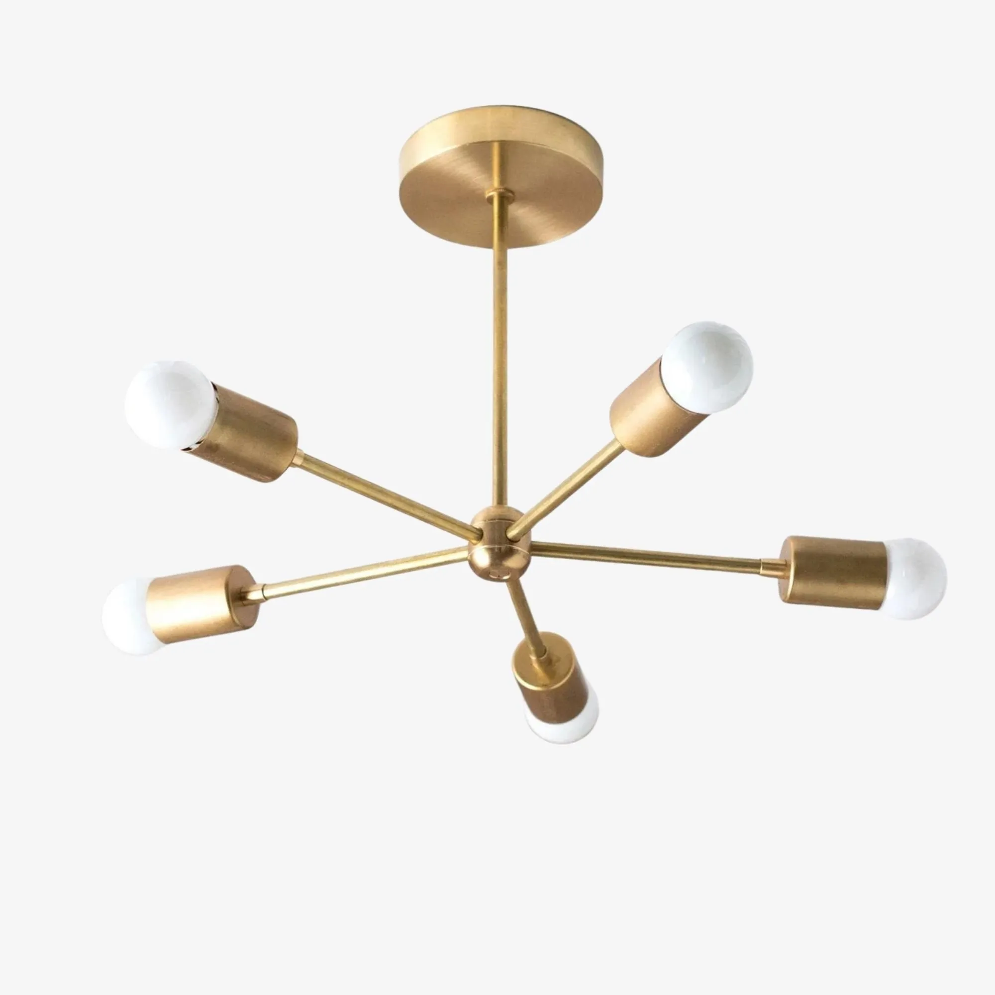 Mobilux Line Mid Century Gold Sputnik Chandelier - Geometric Brass Fixture KL1418