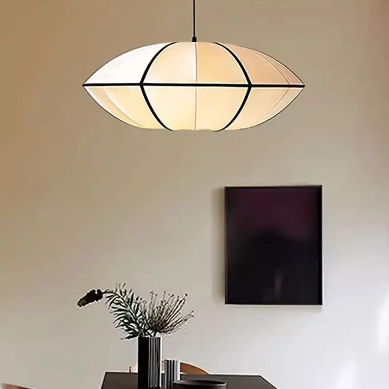 Nordic Bubble Pendant Light – Textured Fabric Shade Hanging Lamp KL114
