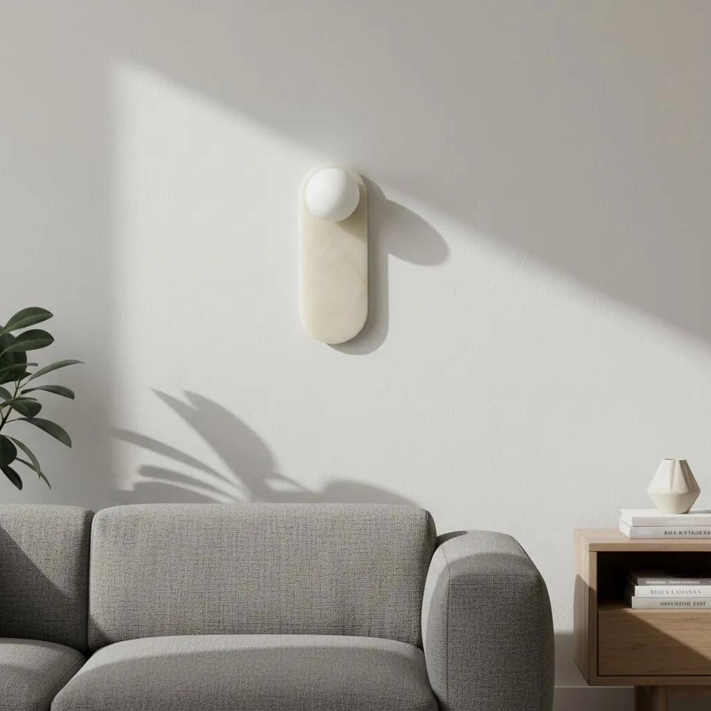Vinbrea Stone Wall Lamp Organic Texture - Mid-Century Accent Light for Bedroom and Hallway KL2390