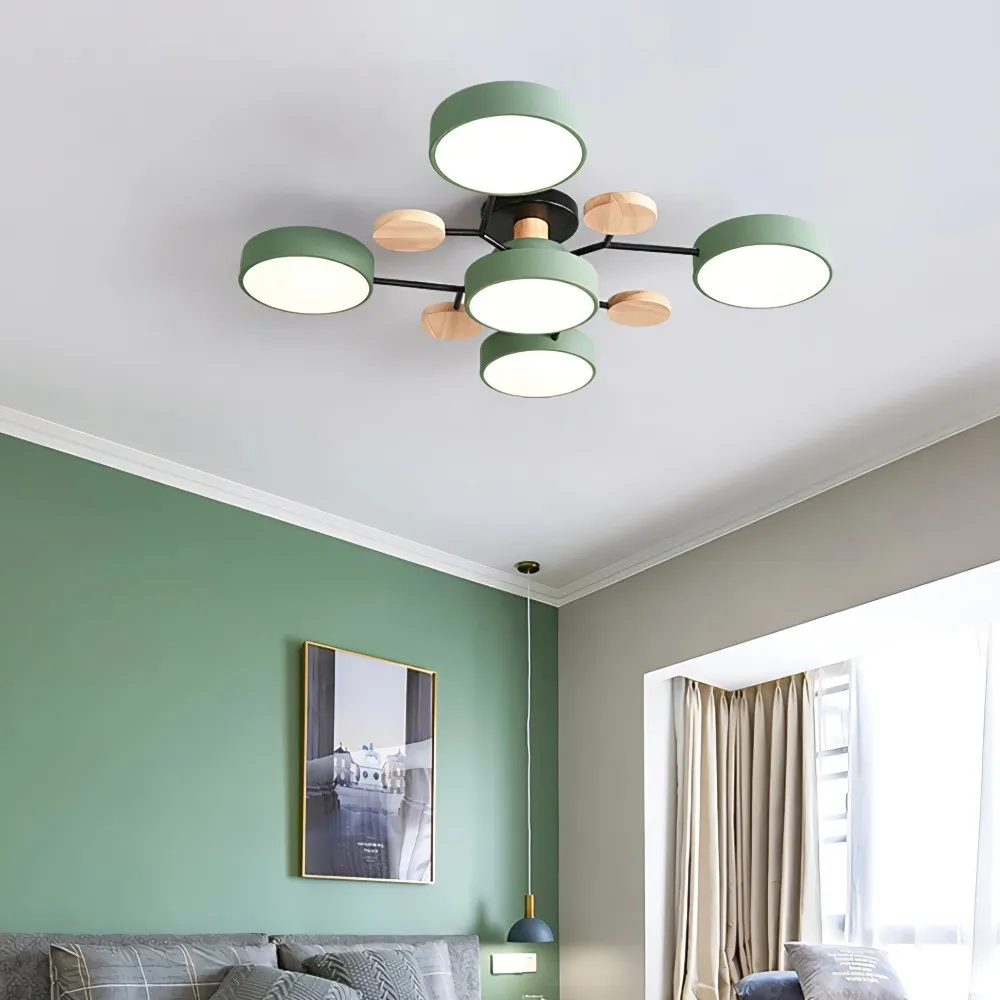 Nordic LED Branched Circle Wooden Ceiling Light KL39