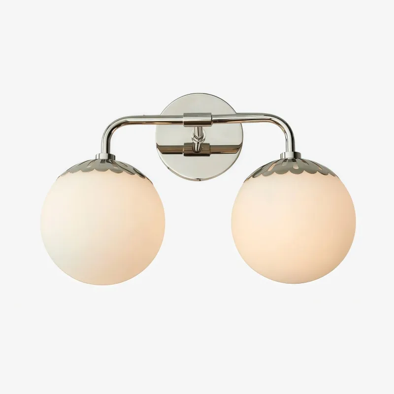 Vinbrea Glass Globe Wall Lamp - Minimal Curved Arm Light for Living Room KL2370