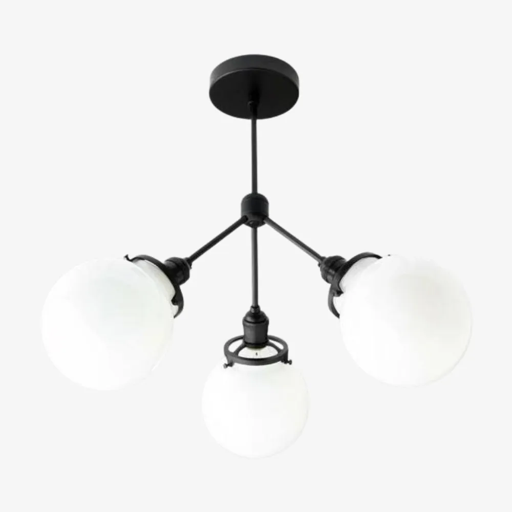 Glorica Glass Chandelier - Brass Globe Ceiling Light with Opal Shade KL1441