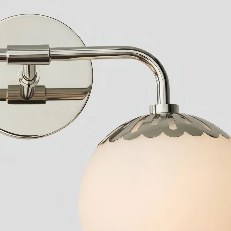 Vinbrea Glass Globe Wall Lamp - Minimal Curved Arm Light for Living Room KL2370