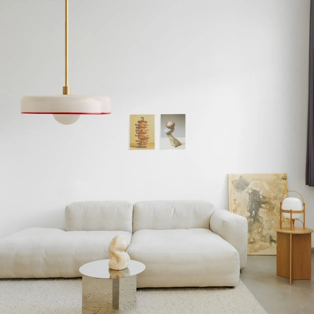 Metal Rod Glass Disc Orb Pendant Light KL923