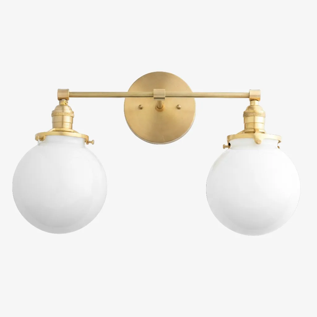 Lumio Globe Glass Globe Vanity Light - Modern Two Light Bathroom Sconce KL1404