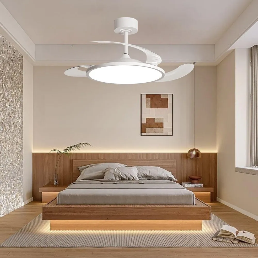 Minimalist White 3 Blade Fan Ceiling Light For Dining Room KL940