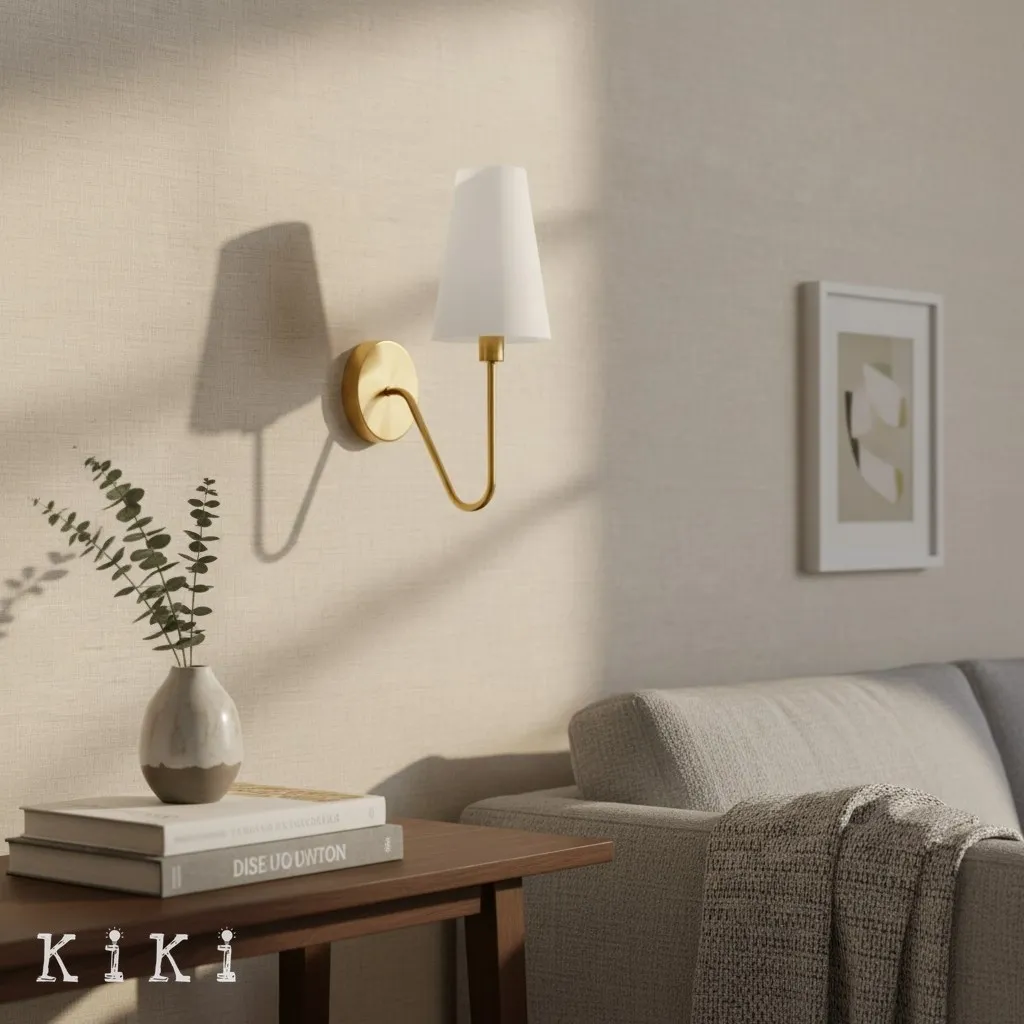 Arcuma Vintage Fabric Shade Wall Lamp for Bedroom and Living Room KL2061