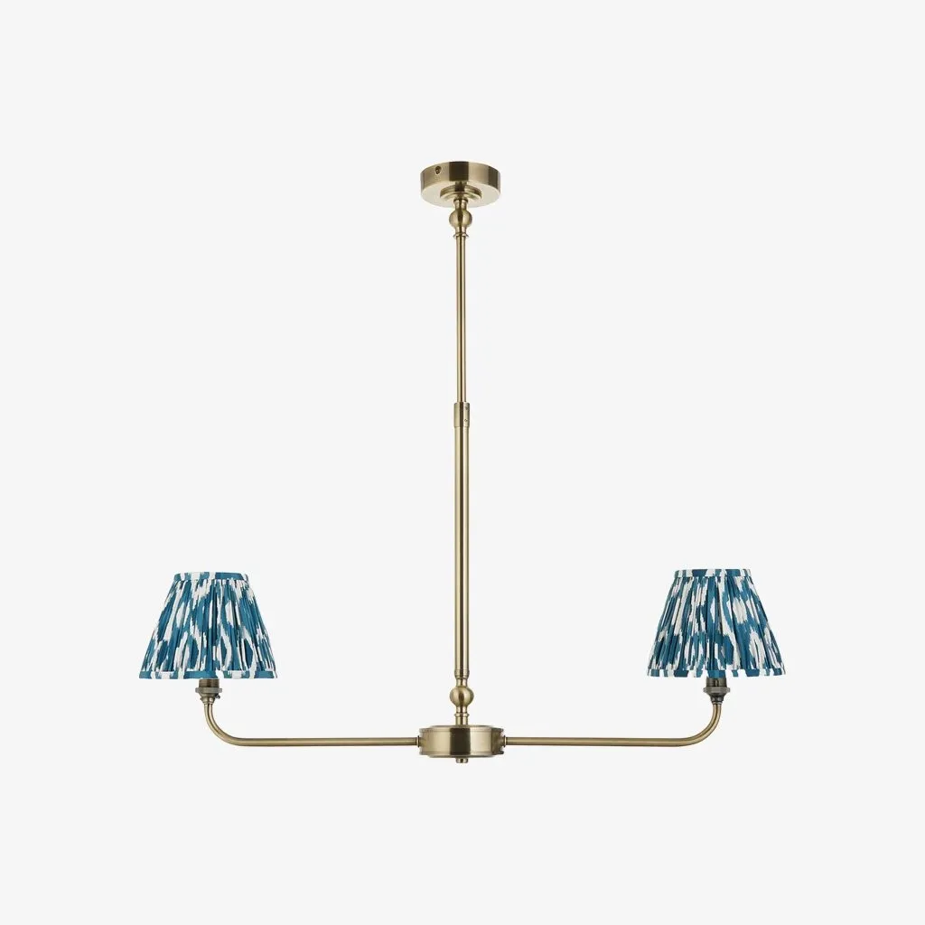 Zevatik Classic Ikat Patterned Fabric Chandelier - Metal Bracket Chandelier KL1873