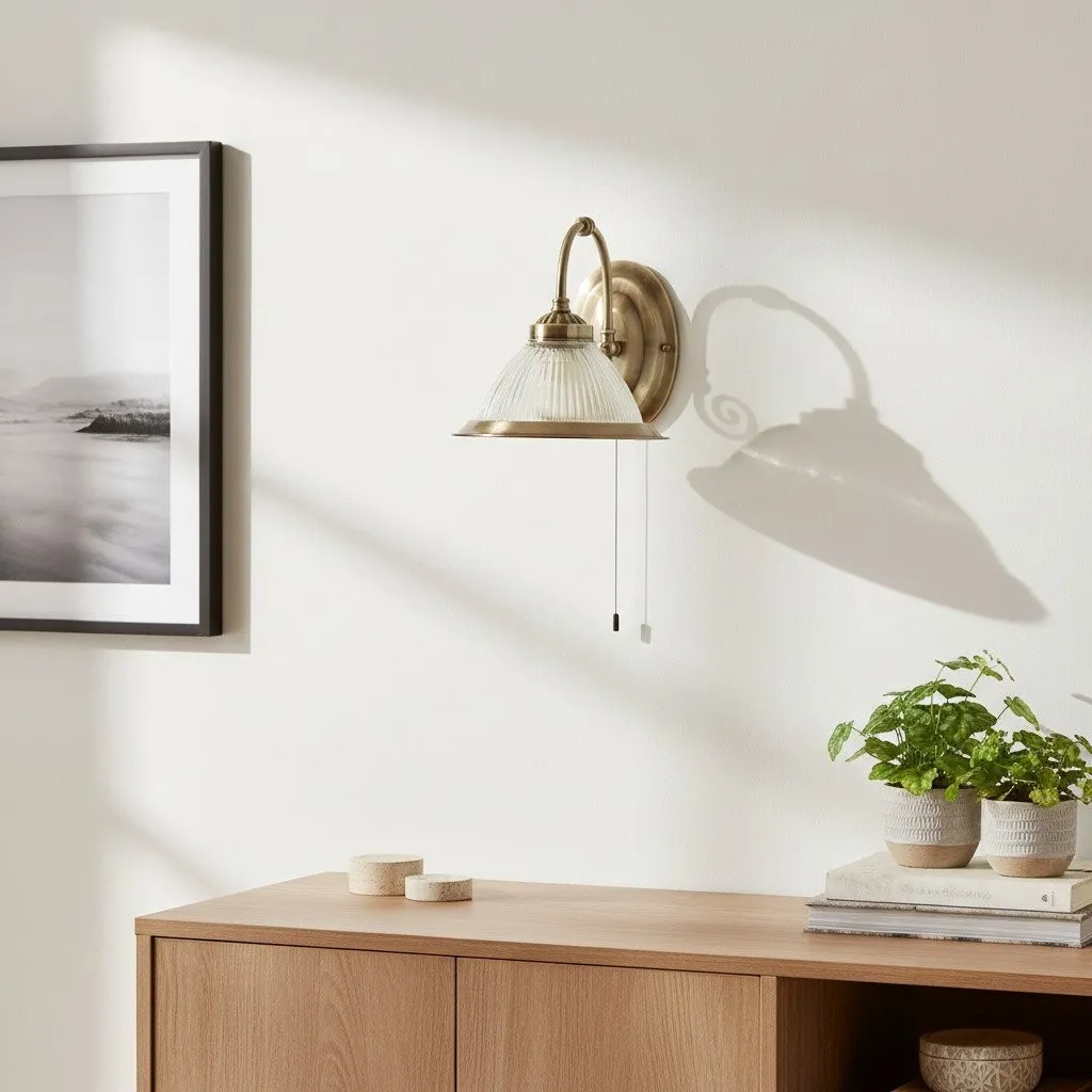 TF Vintora Ribbed Glass Wall Lamp - Industrial Bell Shape for Diner and Hallway KL1959