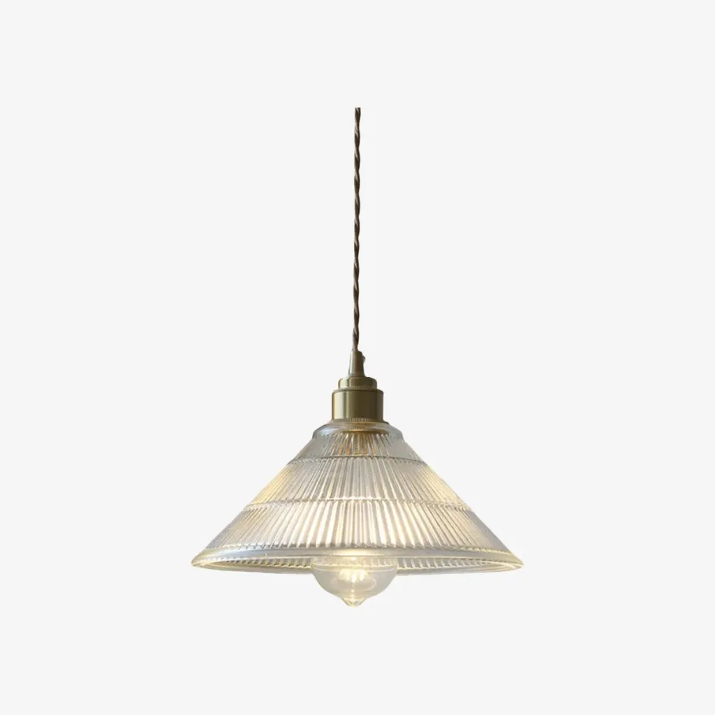 Ribilux Ribbed Pendant Light - Vintage Glass and Metal for Kitchen and Dining Room KL2262