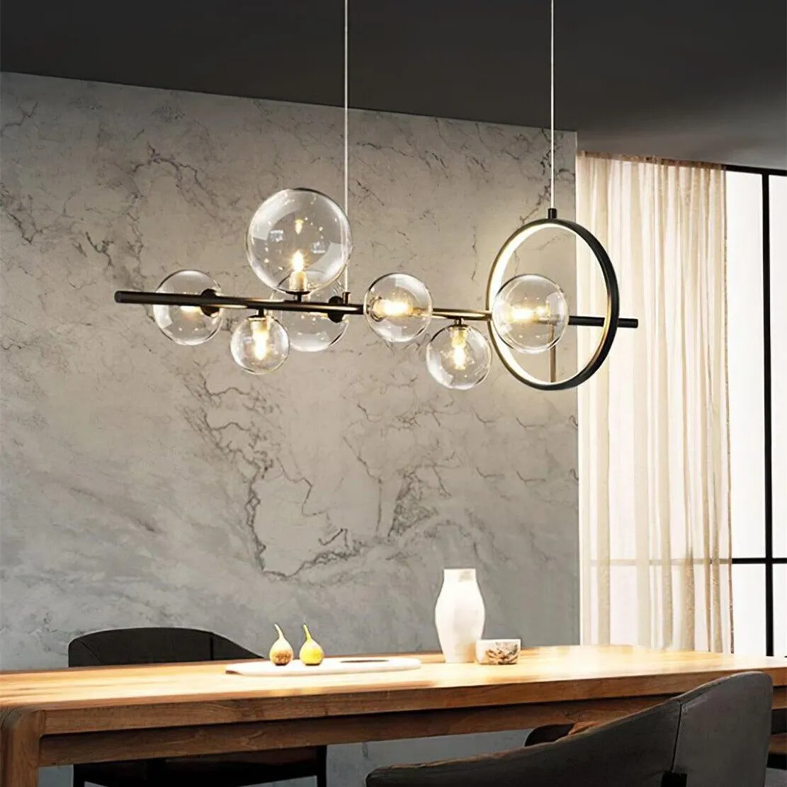 Linear Glass Globe Circle Island Pendant Lamp KL97