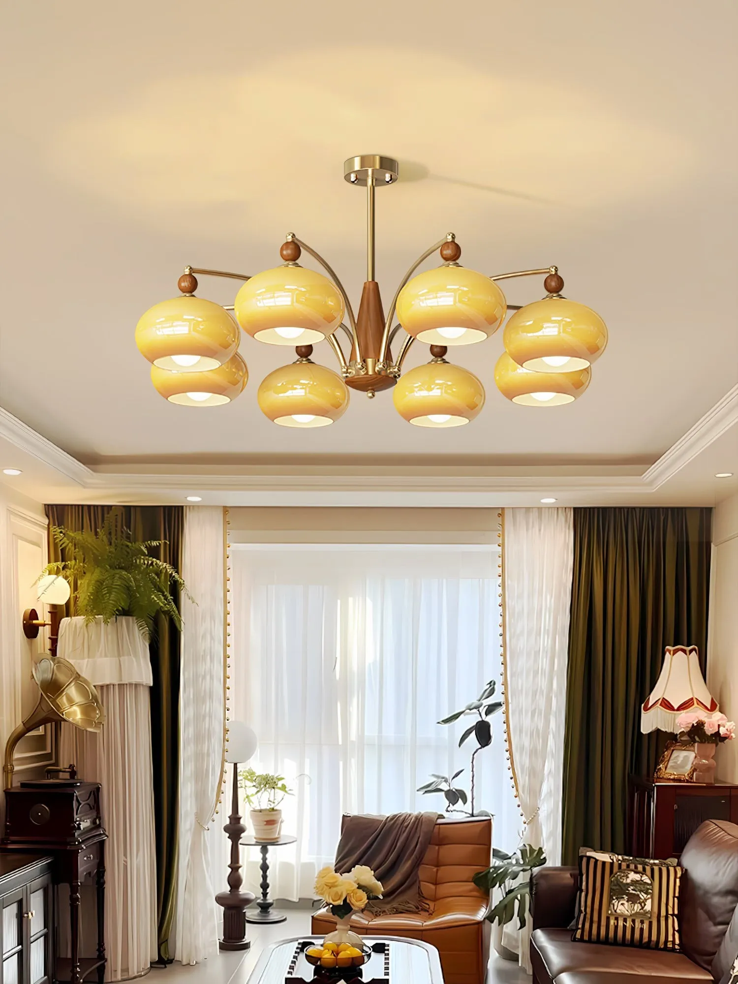 Vintage Multihead Persimmon Chandelier KL609