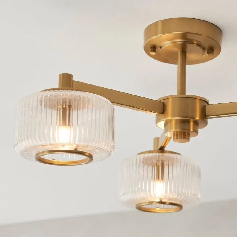 Canovus Chandelier with Ribbed Glass - Industrial Metal Living Room Light KL1983