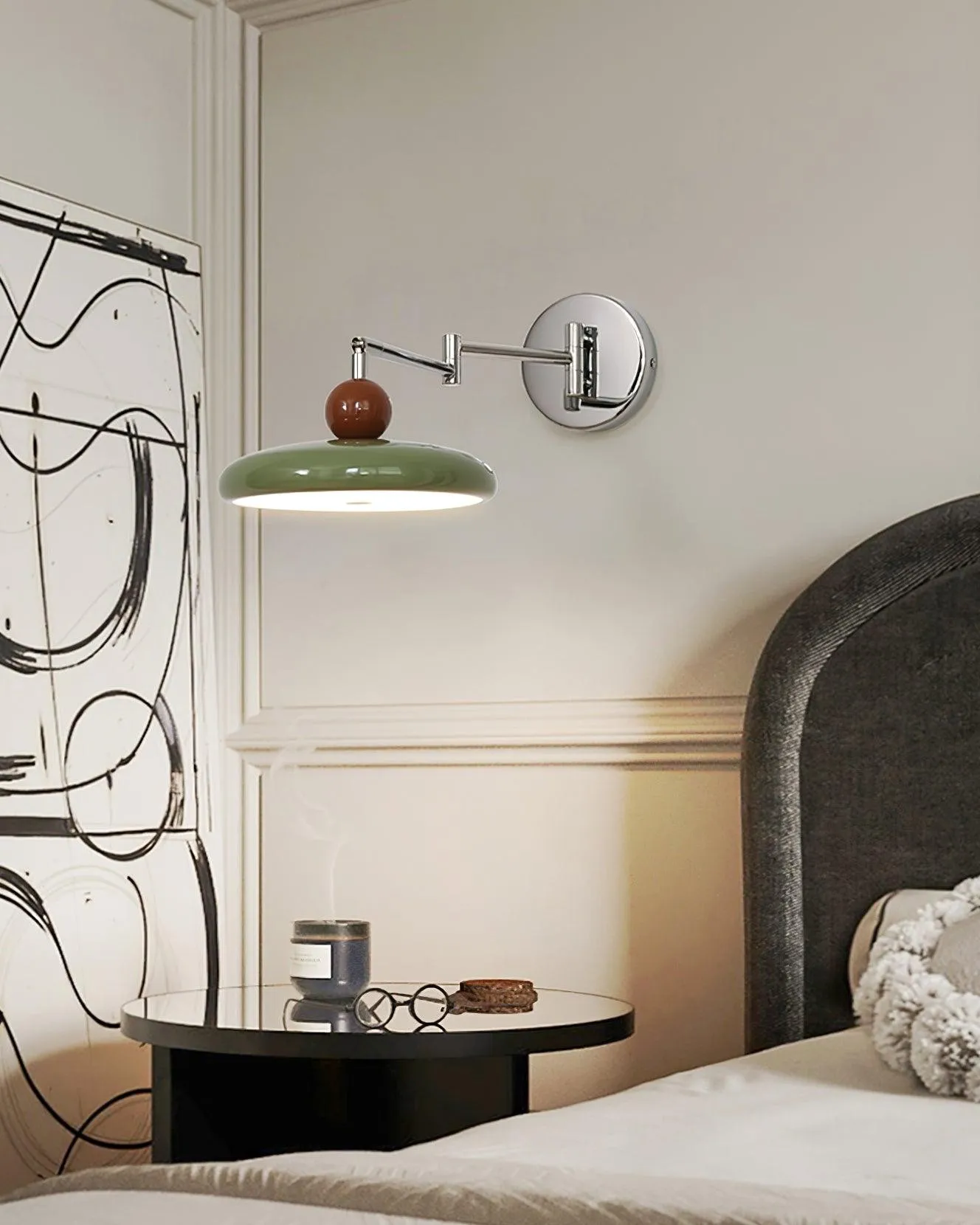 Cream Style Adjustable Swing Arm Disc Reading Wall Lamp KL458