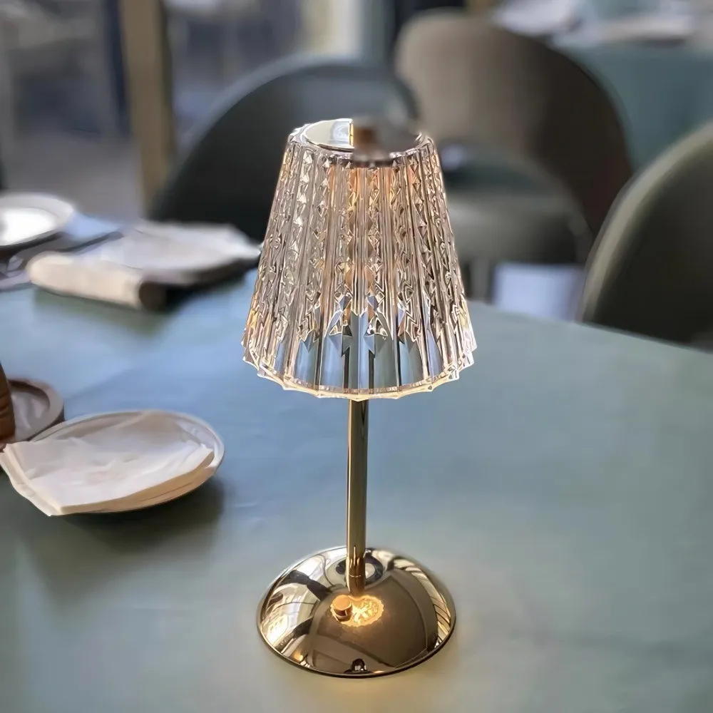 Brass Crystal Cordless Bedside Table Lamp KL72
