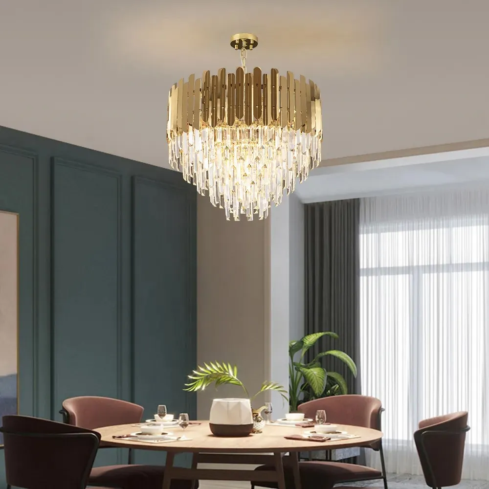Modern Brass Crystal Chandelier