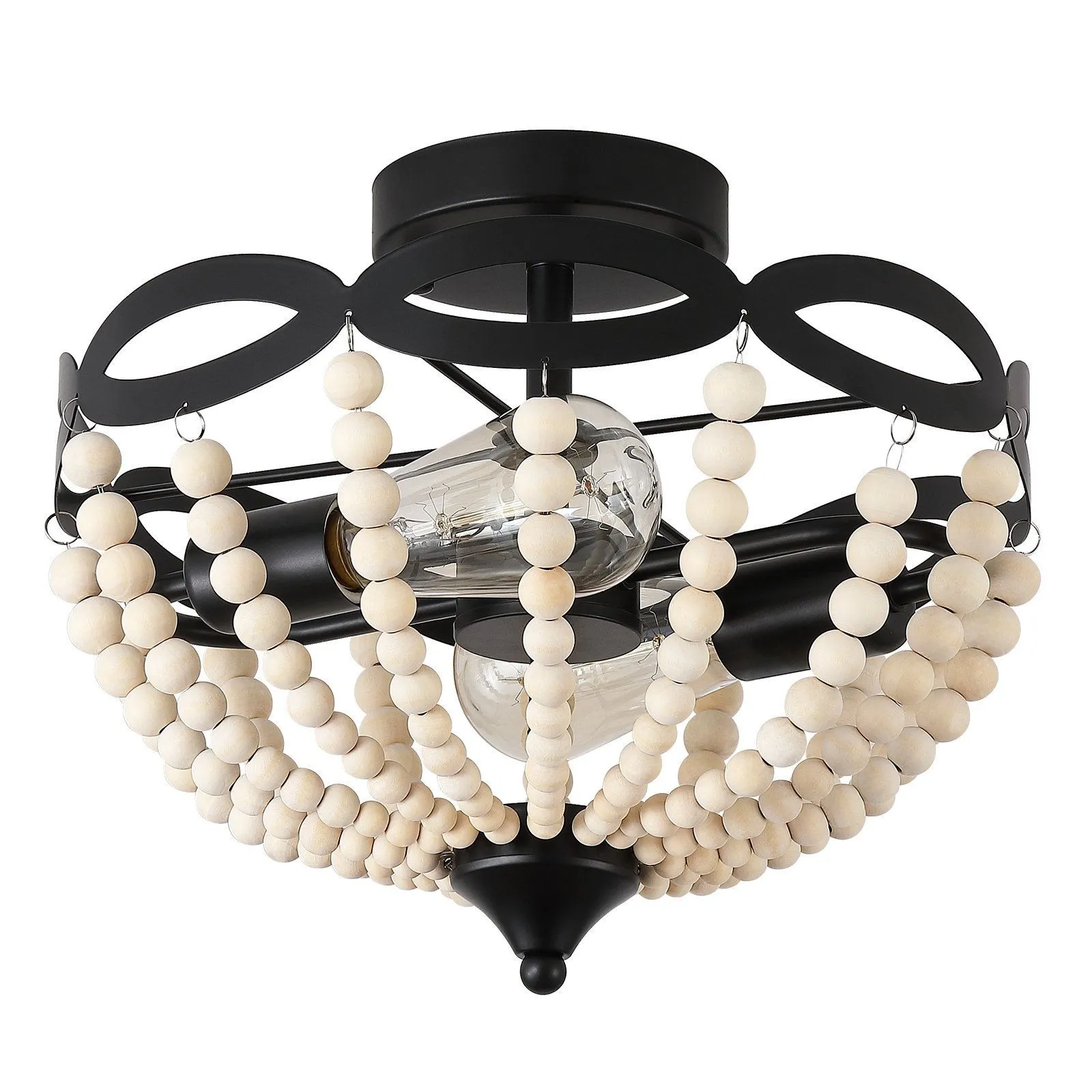 Retro Rustic Metal Wooden Beads Ceiling Lamp KL82
